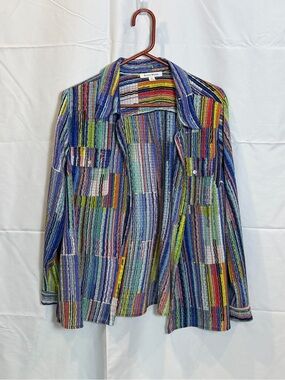 Studio Works Multi-Color Striped Button Shirt Jacket